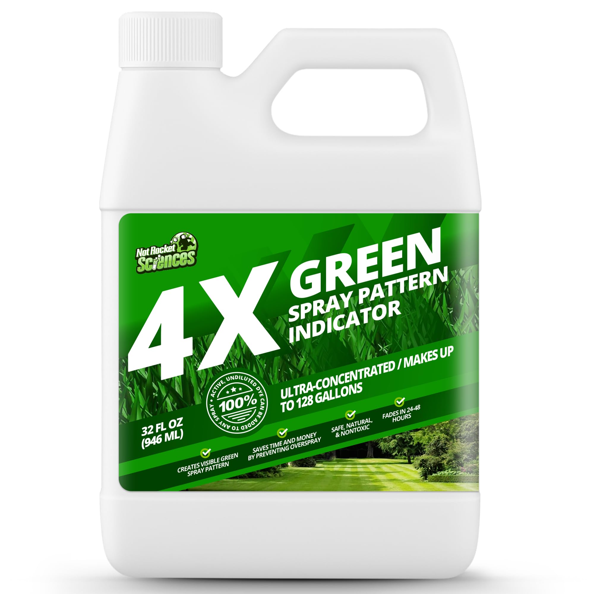 32oz 4X Green Spray Dye - Makes 128 Gallons of Concentrated Spray Pattern Indicator Dye, Ideal Fertilizer Marking, Lawn Turf Mark and Marker, Mark Where You've Sprayed with Green Color Indicator