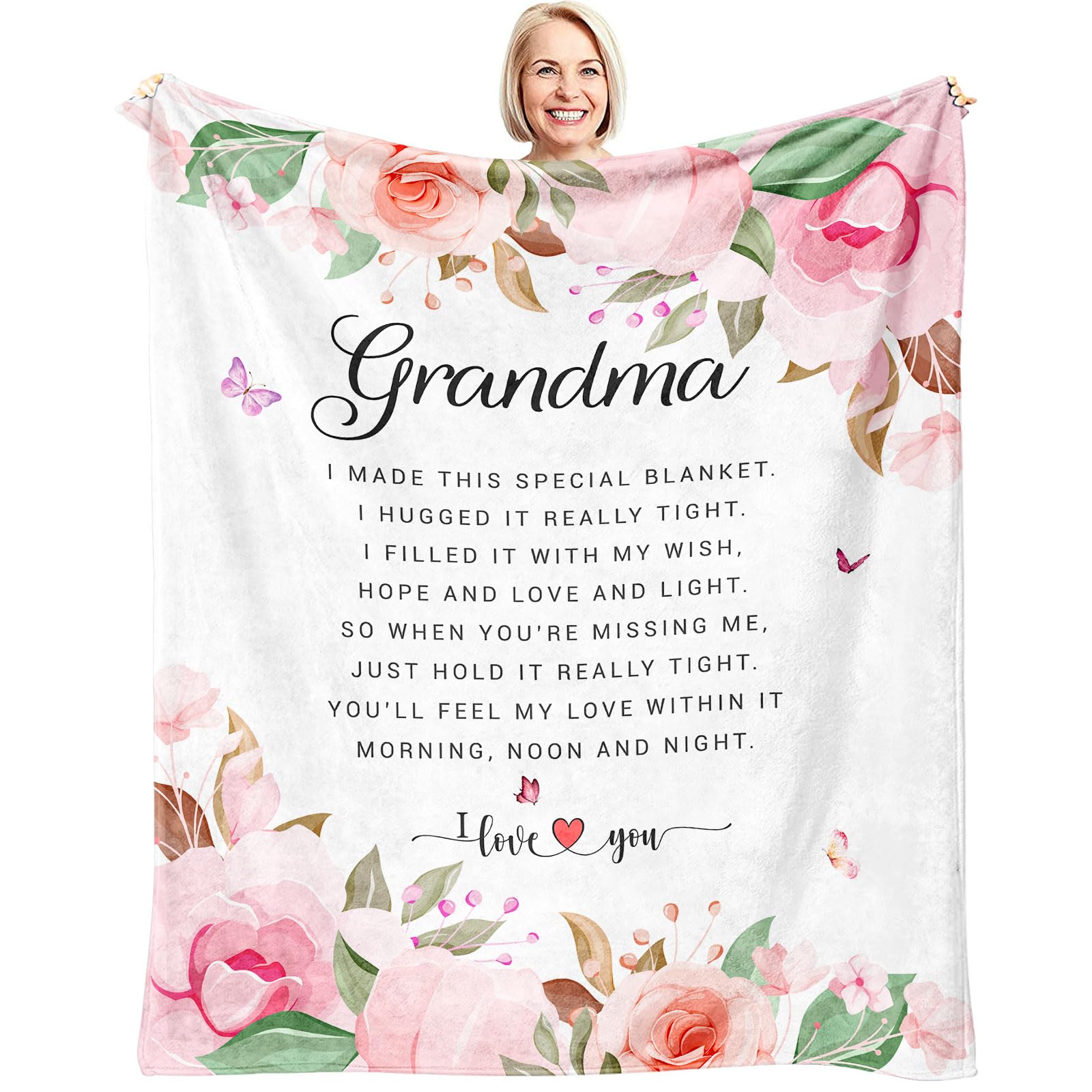 Siklty Pink-Grandma Grandma Throw Blanket 60" X 50" - Birthday Gift From Grandson, Granddaughter, Grandchildren - Best Grandmother Present From Grandkids - Thoughtful Keepsake