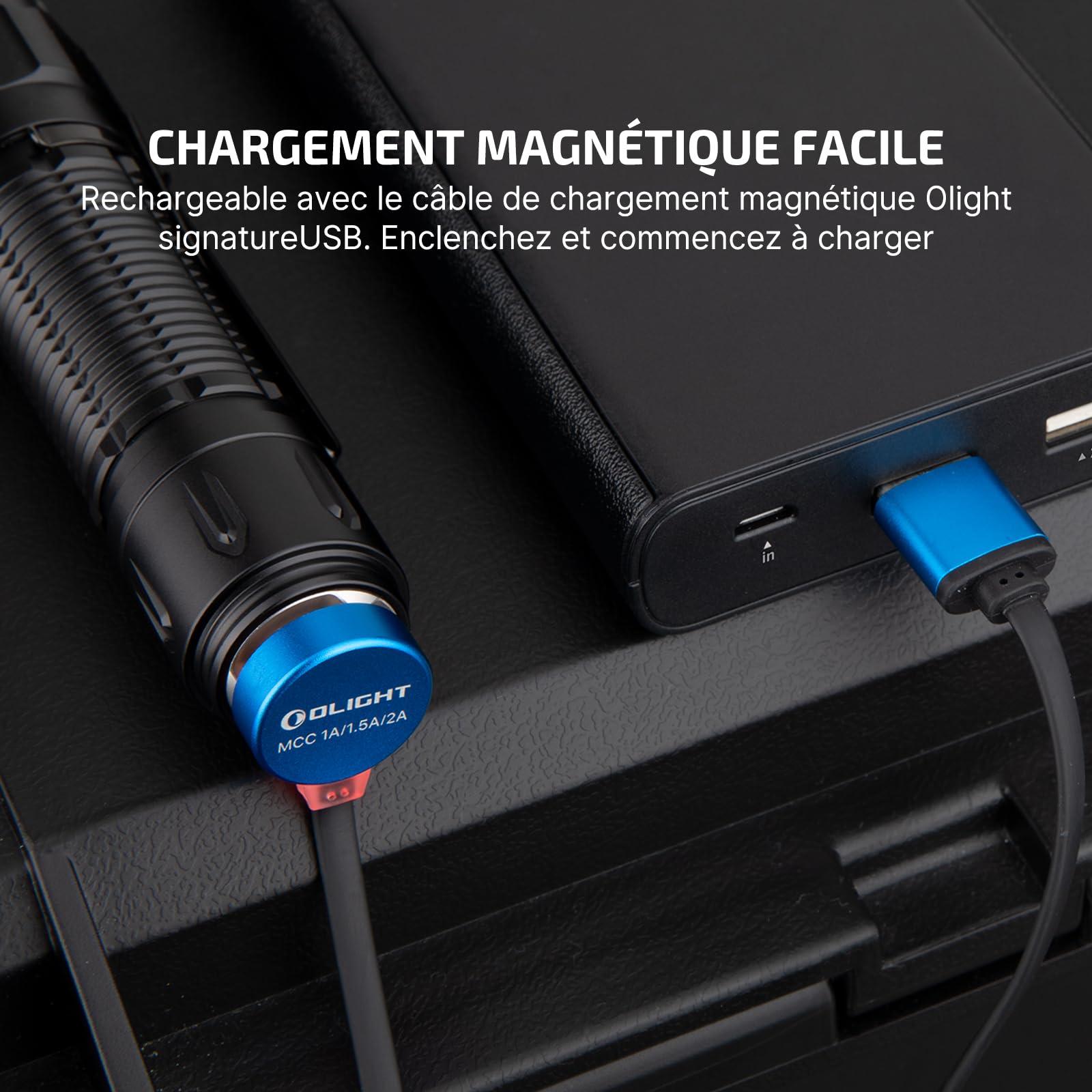 OLIGHT Warrior 3s Lampe de Poche Tactique 2300 LM, 300M, Charge via USB-C | Équipé de Capteurs, Double Interrupteur, Étanche IPX8, Adapté au Camping, à la Randonnée et aux Situations d'Urgence