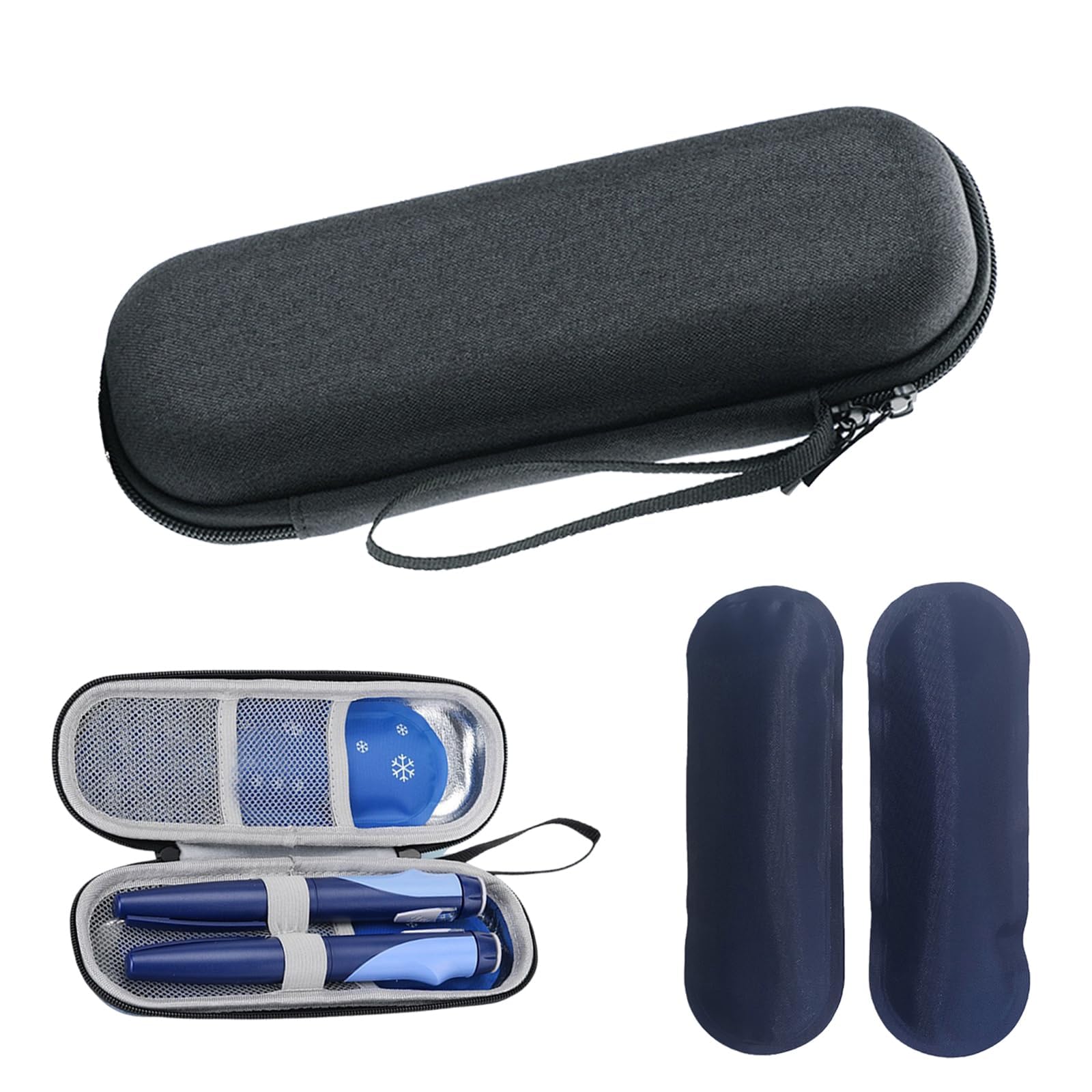 Insulin Cooler Travel Case, Insulin Pen Case, Insulin Pen Case, Diabetic Travel Case with 2 Nylon Ice Packs (Gray)