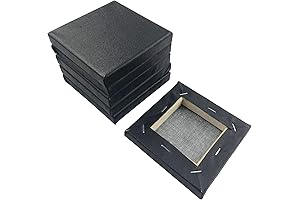 Black Mini Stretched Canvas 4x4 Inch (1 Pack of 6 Mini Canvases)...