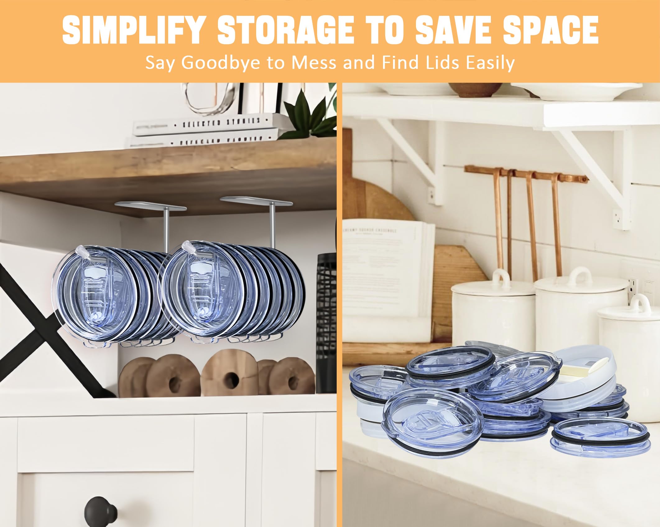 Cup Lid Organizer 2-Pack Tumbler Lid Organizers Self-Adhesive