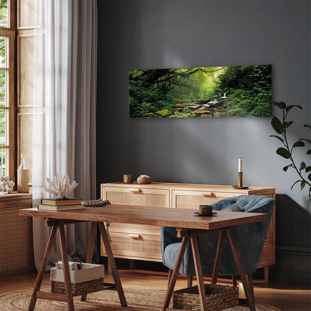 decomonkey Bilder Wald 150x50 cm XXL 1 Teilig Leinwandbilder Wandbild Baum