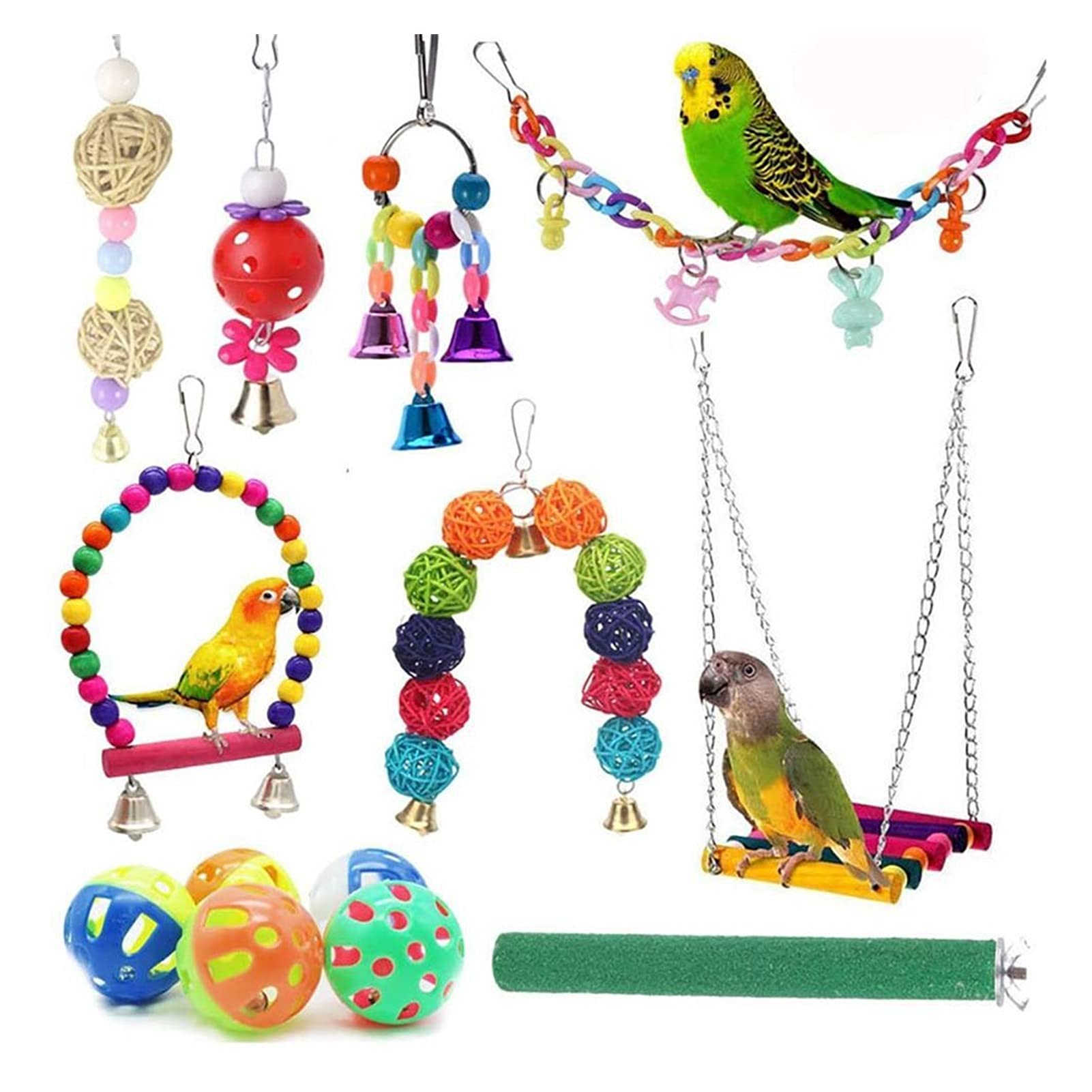 Vogelspielzeug 1. 4 STÜCK Vogel Spielzeug Käfig Spielzeug Swing Chew Spielzeug Hängen Glocke Pet Vogel Spielzeug Papagei Kleine Sittich Macaws Vogel Käfig Zubehör Vogel Utensilien