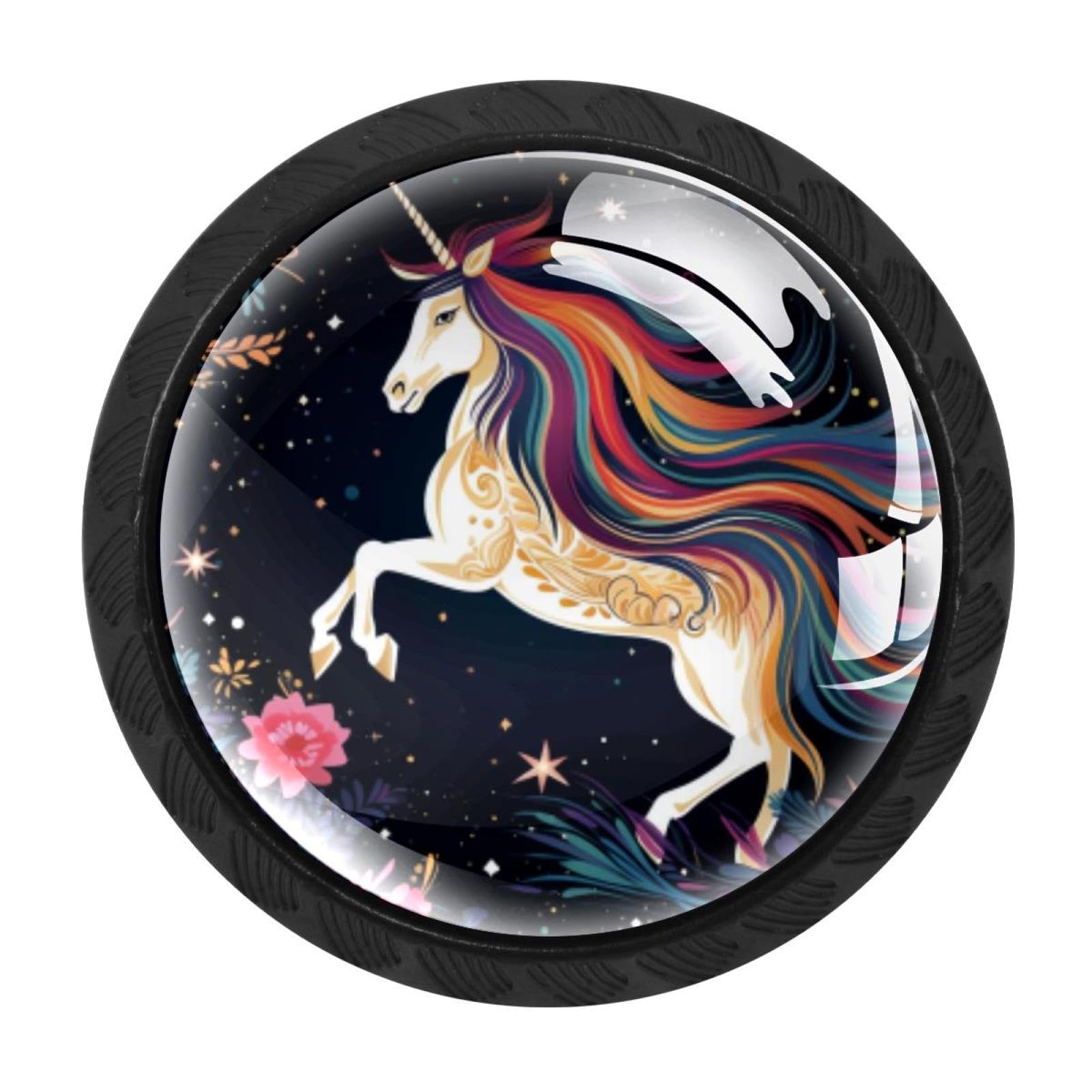 Chenzzzz Multicolored 06 4 Pieces Starry Unicorn Cabinet Knobs Drawer Dresser Pulls Handles For Home Kitchen Office Bathroom Door Kids Room
