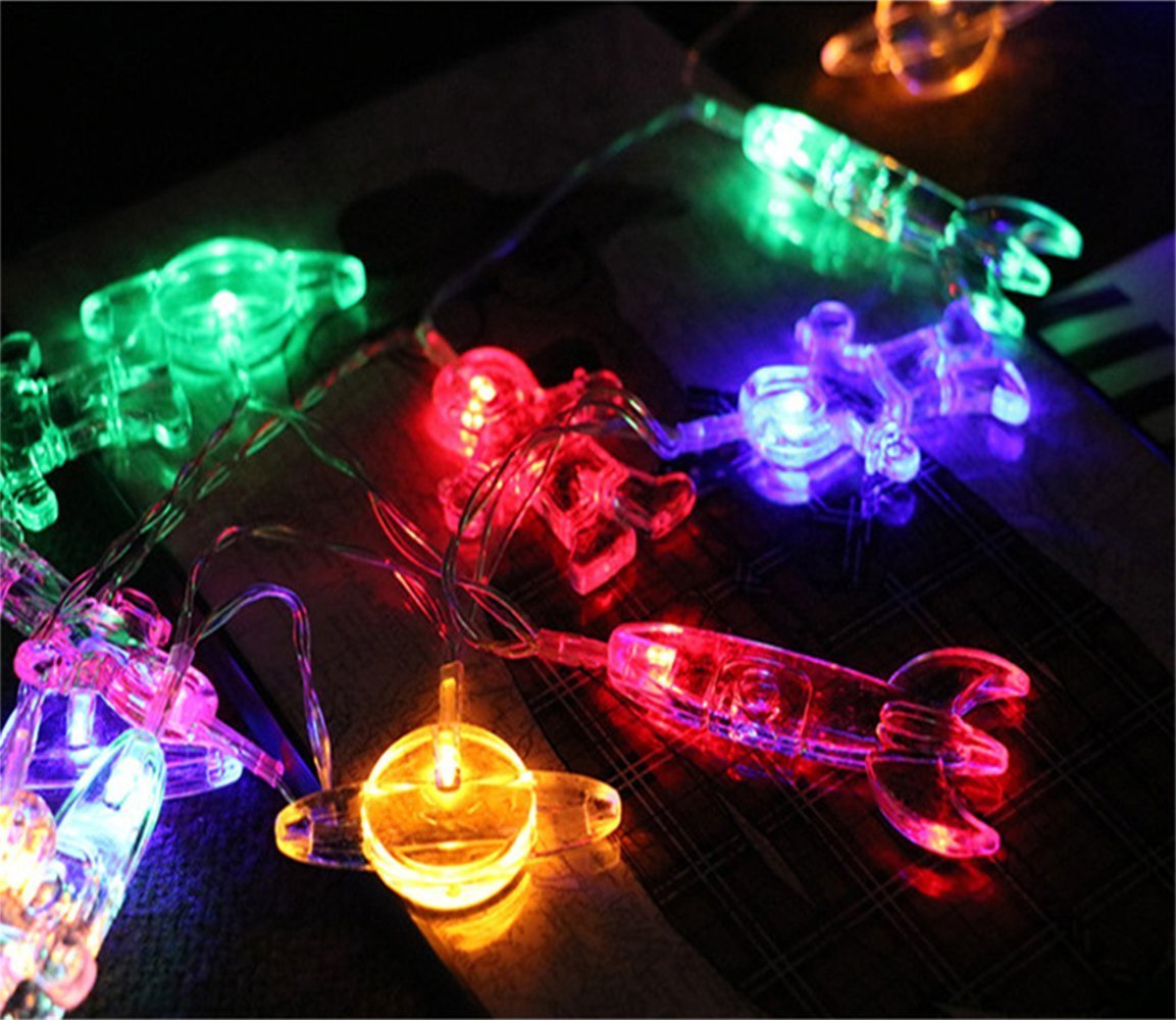 20 LED Children's Room LED String Light Astronaut Spaceship Rocket Pendants Holiday Party Lights Wall Window Nursery or Kids room Decor Wedding Around the Garden Party Patio Christmas (multicolour)