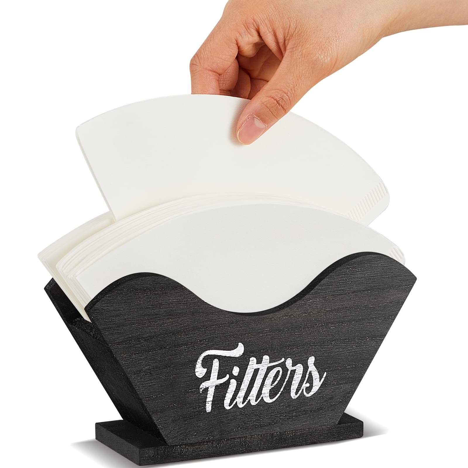 Support de filtre à café en bois pour un rangement d'étagère chaleureux