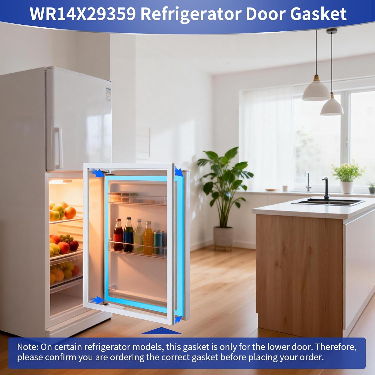 WR14X29359 Refrigerator Fresh Food Door Gasket Seal Replaces for GE for Hotpoint Refrigerator