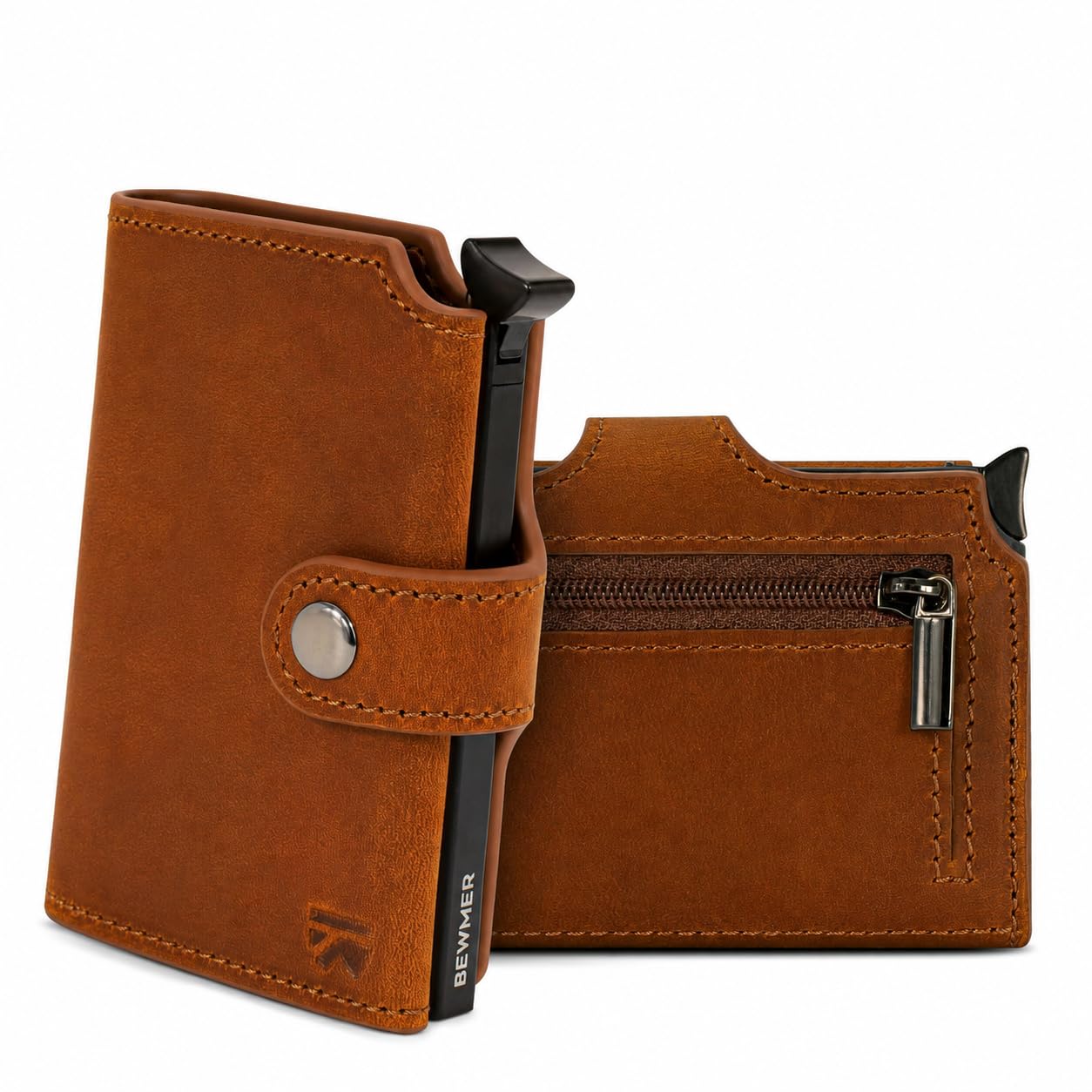 BEWMER v2 Shielded Slim Wallet mit Münzfach für Herren & Damen | Kartenetui mit Münzfach & RFID-Schutz & Anti-Cloning | Geldbörse für Scheine, Münzen & 9 Kreditkarten