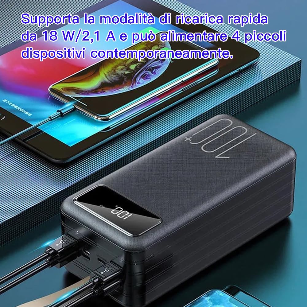 Powerbank mit Hoher Kapazität, großer 100000-mAh-USB-C-Akku mit LED-Anzeige, große 18-W-Schnelllade-Powerbank, Tragbares Ladegerät, Kompatibel mit Smartphones und Tablets(Color:Schwarz)