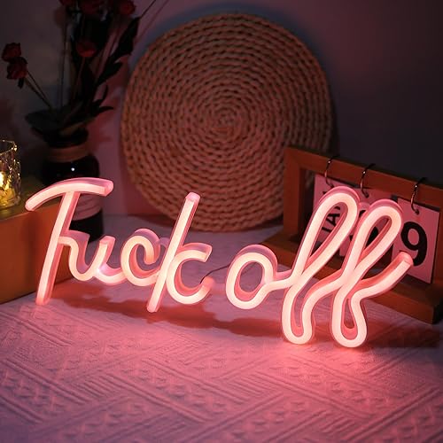 ENUOLI Letreros de neón con texto en inglés "Fuck Off" para decoración de pared, USB o batería, luces LED de neón para palabras de mierda, para