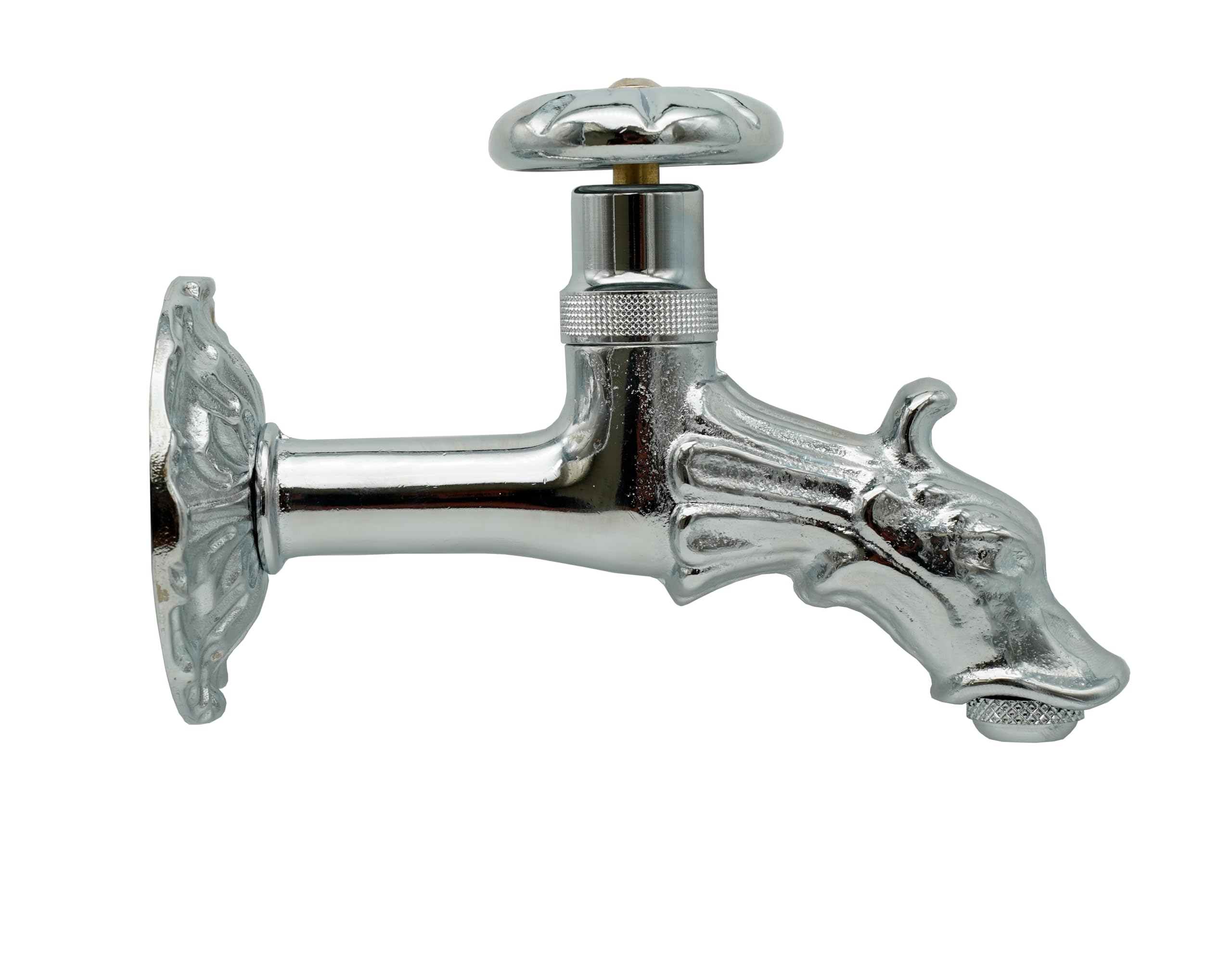L'ARTISTICA F.LLI PERINCIOLI | Rubinetto Artistico a Vitone con Rosone Grande e Portagomma 1/2" M Cromo, Rubinetto in Ottone per Fontane a Colonna o Muro, 115x150mm