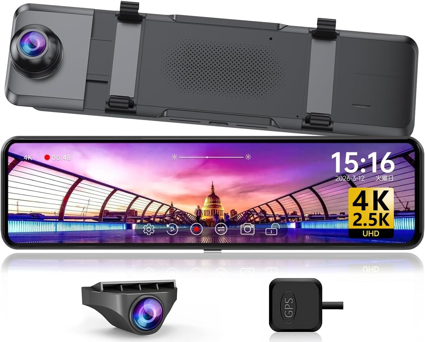 未使用 CHANGER DASH CAM MIRROR ミラー型ドラレコ V98 Amazon.co.jp: Changer ドライブレコーダー ミラー型 【前方4K／後方