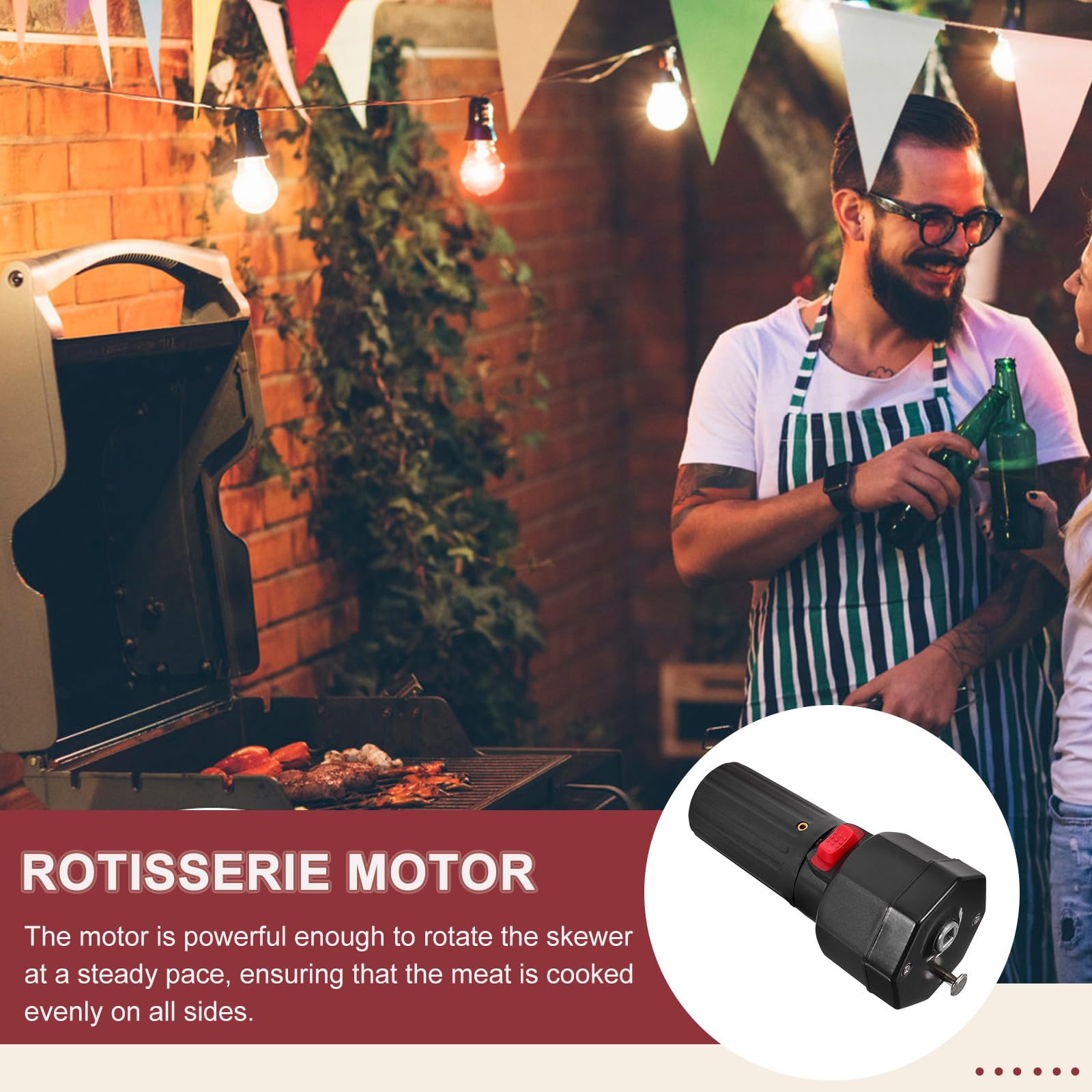 Motore per Girarrosto Elettrico 1,5v Dc Spiedo Rotante in Plastica Nero per Carne e Barbecue All'aperto Utensile Compatto e Resistente