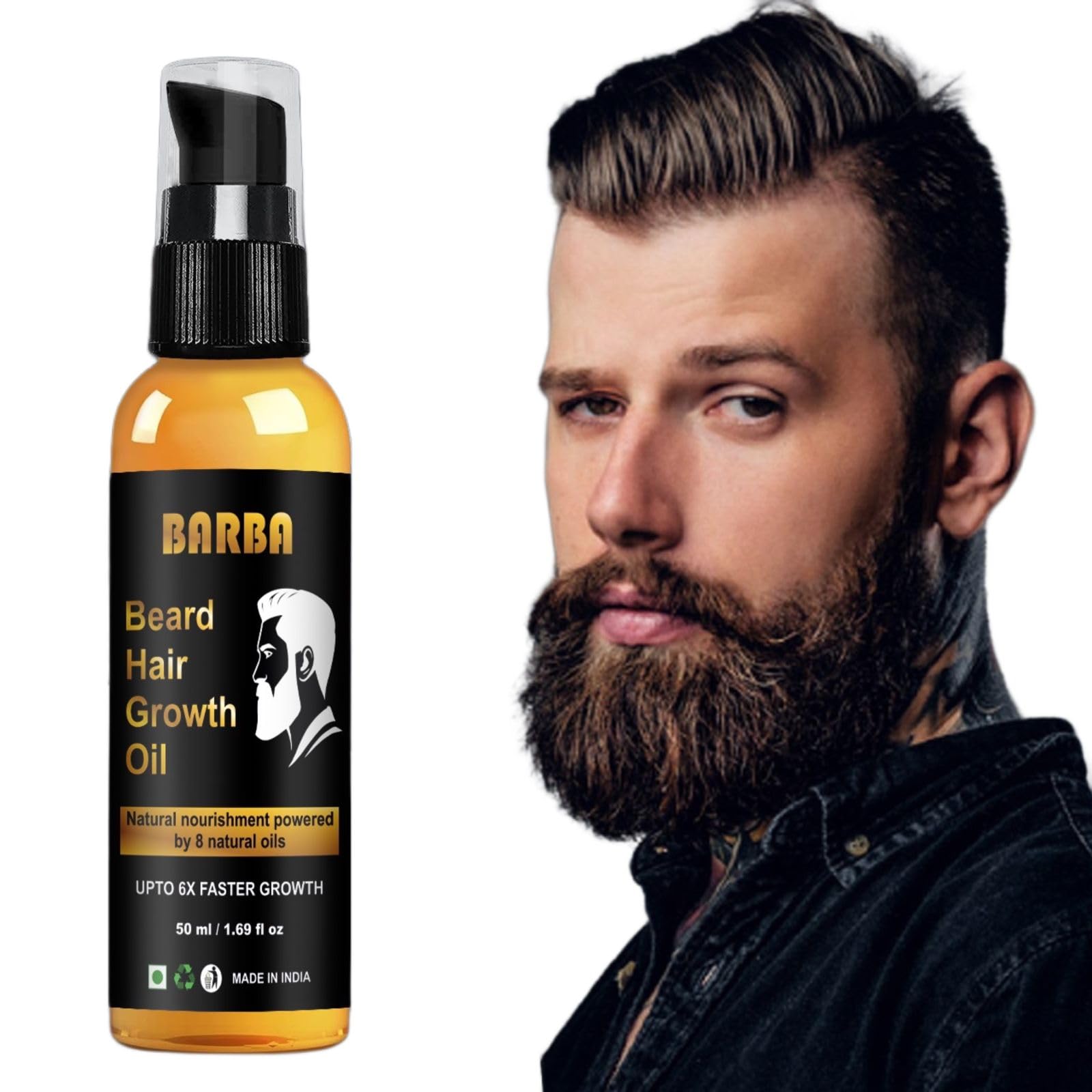 Barba Beard Styling Oil For Shine with Argan Oil & Vitamin E With Natural Ingredients for Soft Smooth Shiny Long Beard Up To 6X Faster Beard Growth for Men 50ml-image-40