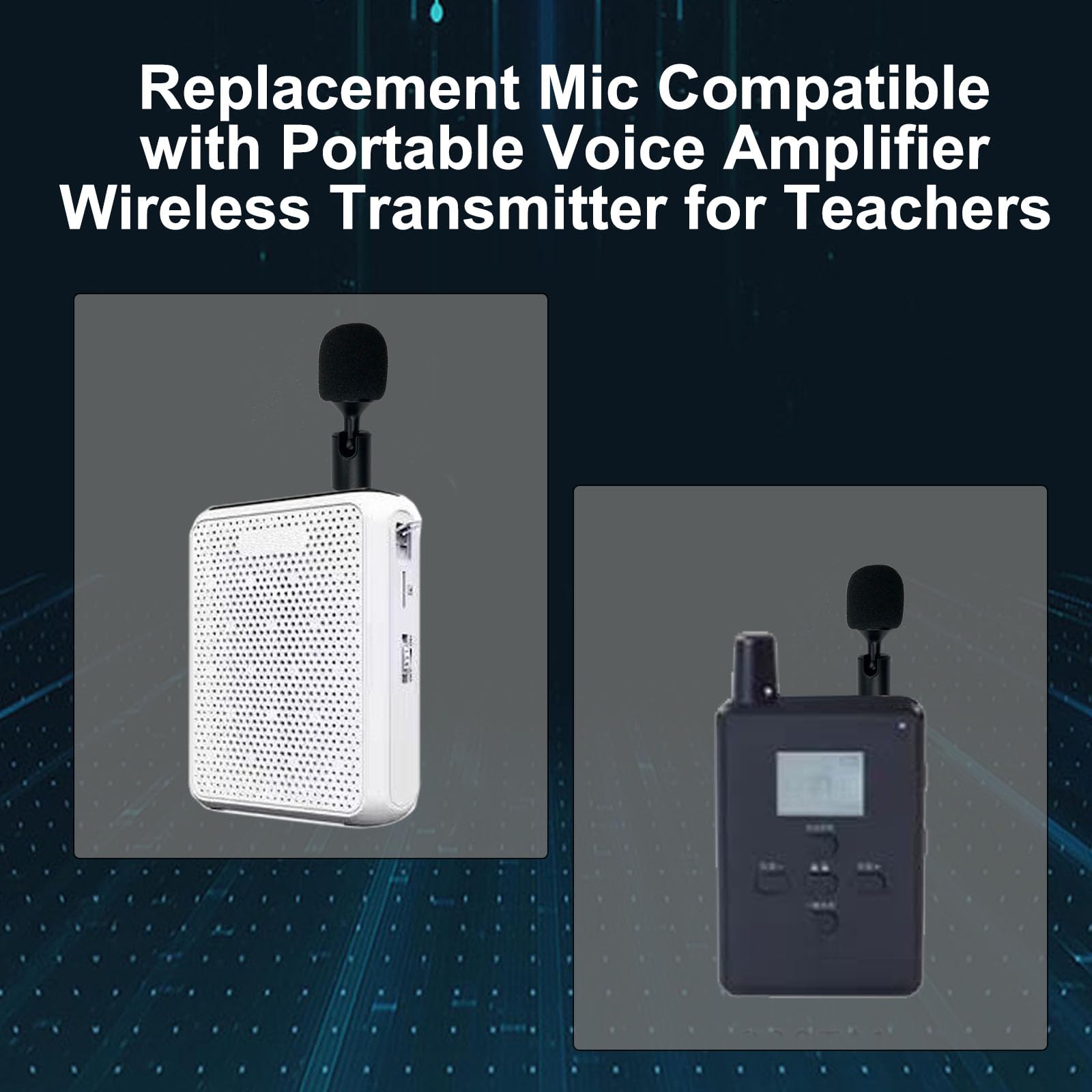 Micrófono de repuesto compatible con amplificador de voz de 3,5 mm, micrófono de 2 polos, mini micrófono portátil con amplificador de voz portátil, transmisor inalámbrico para profesores