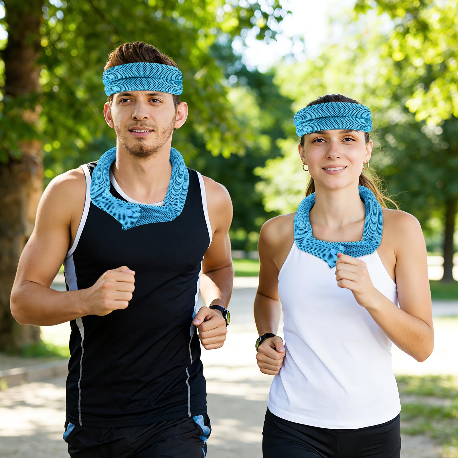 Écharpe de Refroidissement de Glace, 2 Pièces Serviette Rafraîchissante pour Le Cou, Écharpe Rafraichissante avec Bouton, Foulard de Refroidissement du Cou, pour Fitness, Sport, Voyage, Yoga