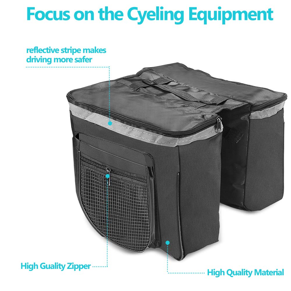 RANJIMA Borsa per Bicicletta Posteriore Laterali Multifunzionale, Grande capacità Doppia per Portapacchi Impermeabile per Mountain Bike, Bici da Corsa Outdoor