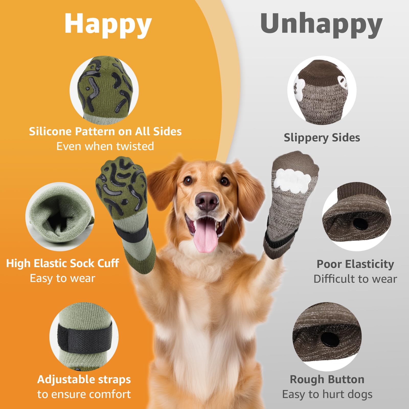 PICK FOR LIFE 2 works Anti-Slip Dog Socks with Grips, Paw Protectors Stop Licking - Image 3