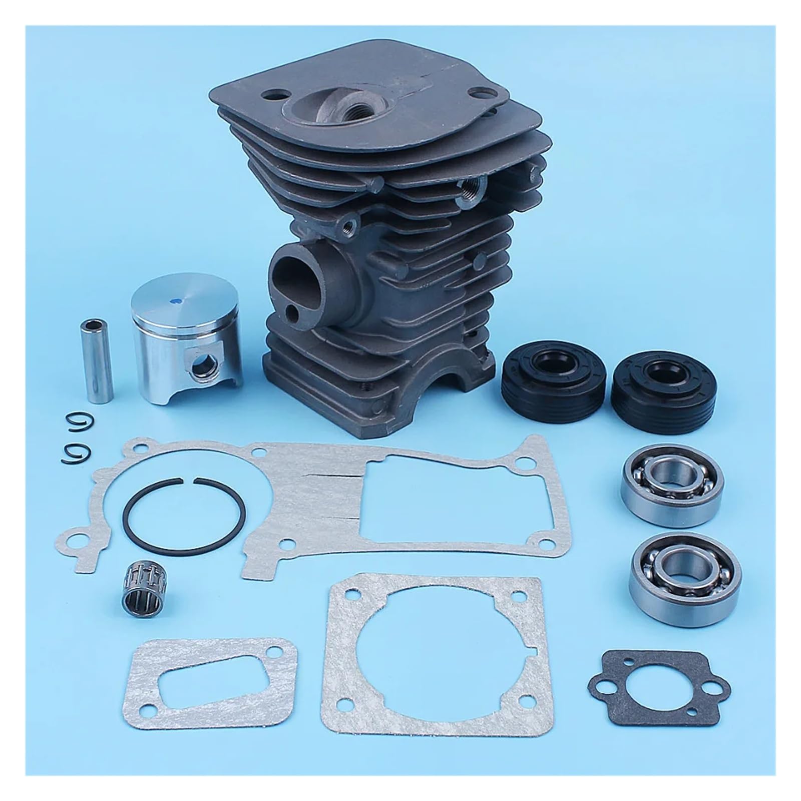 Compatible con Husqvarna 340 345 E, repuesto for herramientas de jardinería, kit de junta de sello de cojinete de cigüeñal de pistón de cilindro de motosierra de 40 mm
