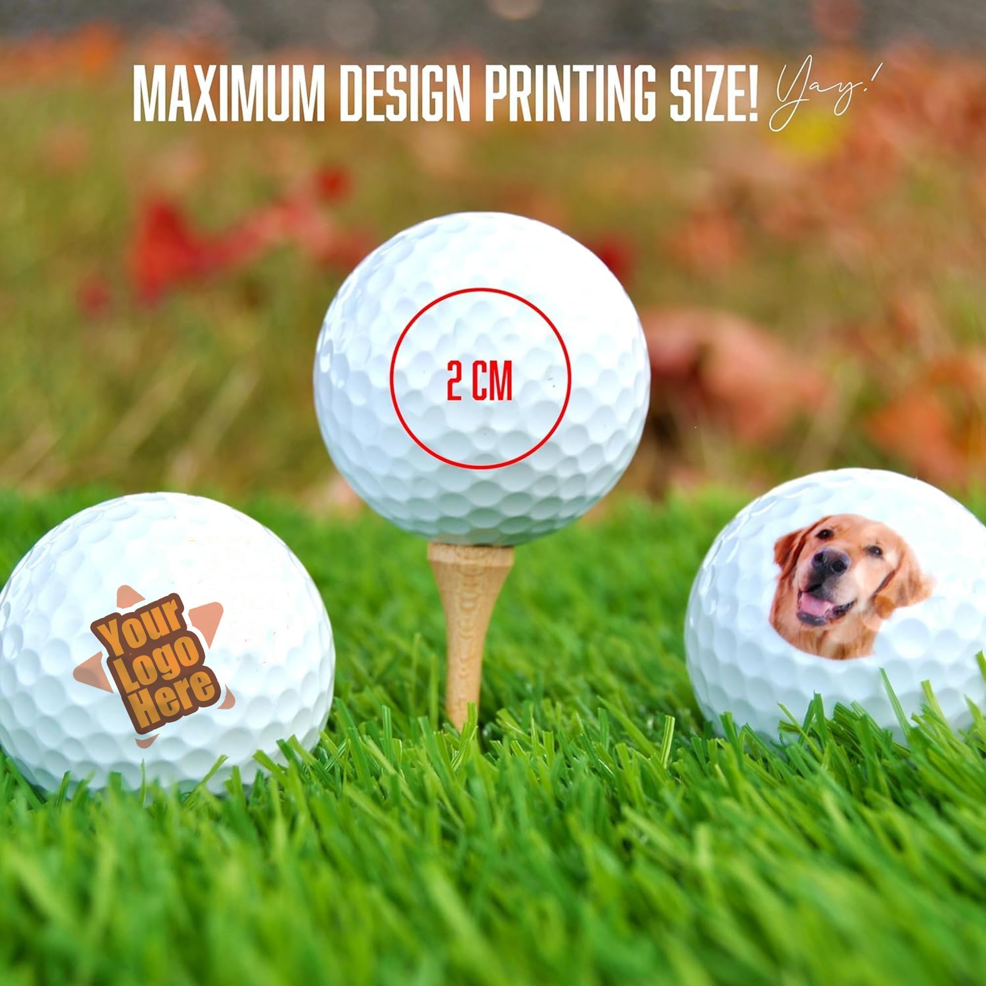 Yay! Personalized Gifts Custom Logo Golf Balls - Promotional Bulk Golf Balls for Weddings, Marketing, Business, Events and Tradeshows (144 Pack)