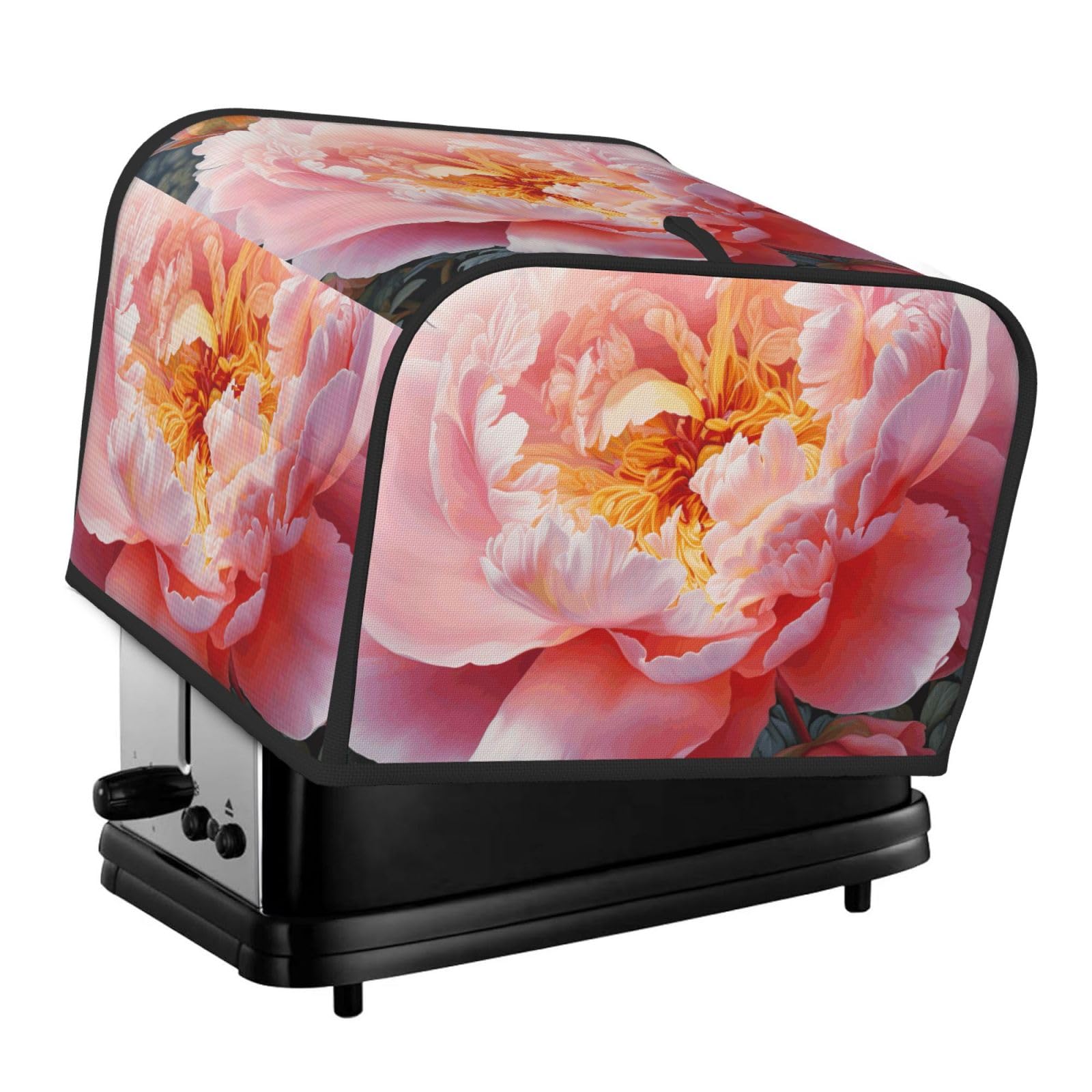 Garden Peony Print 4-Slice Toaster Cover Dustproof Waterproof Kitchen Appliance Protector For Bread