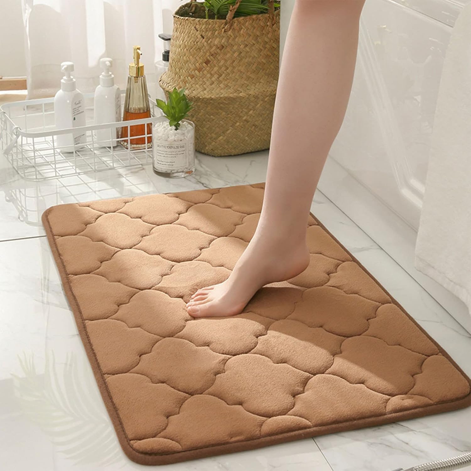 Scceatti Kitchen Rugs Fast Drying Bath Mat Brown Bath Mats