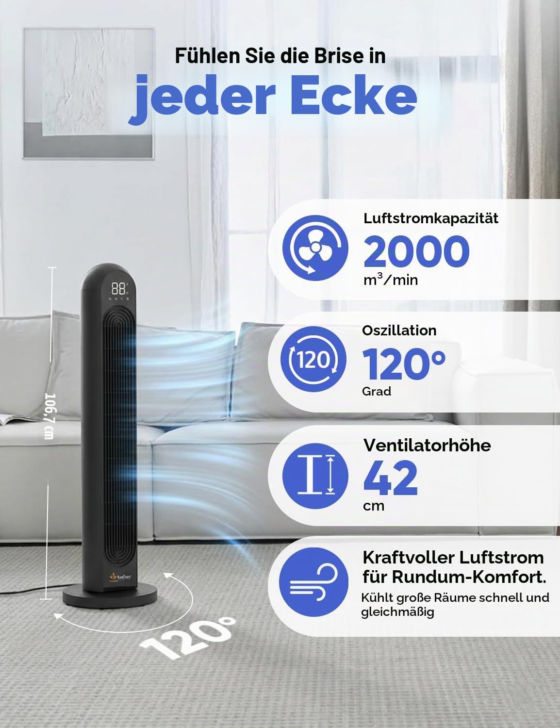 EcoNour Turmventilator 42 Zoll