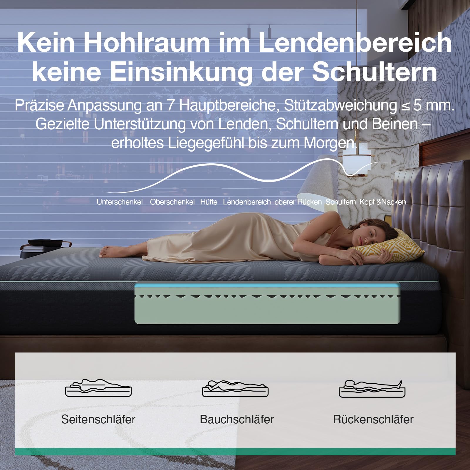 Novilla Coolmax Matratze 160x200 cm 7-Zonen Gel & Greentea Memory Schaum Kaltschaummatratze, mit Kühlender Stoff, H3 & H4 mittelfest, 30 cm Höhe, Öko-Tex Zertifiziert, Atmungsaktiver Waschbarer Bezug