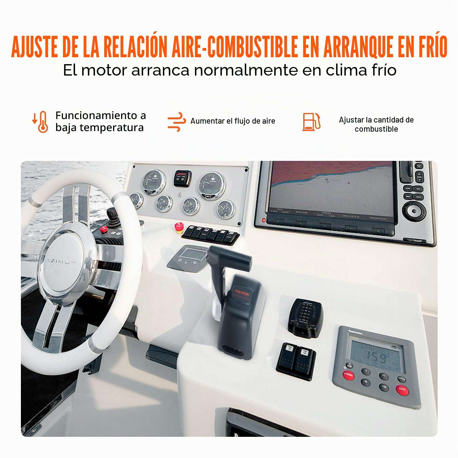 VEVOR Caja de control remoto fueraborda, compatible con Yamaha de 4 tiempos 704-48205-P1, control de acelerador de barco de montaje superior, con interruptor de ajuste y conector de 5 pines