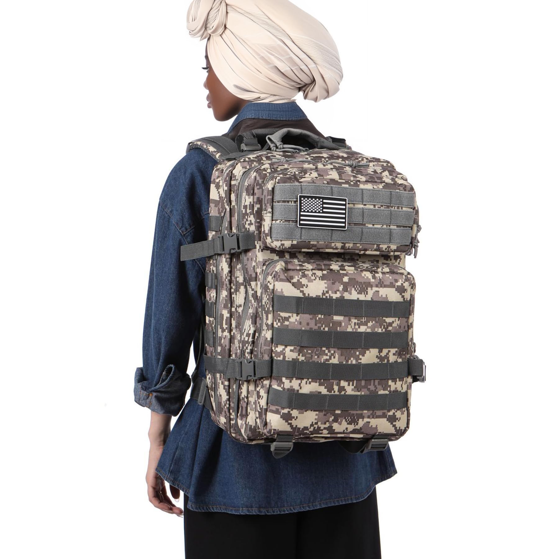 Sac à dos de pêche de 50 litres imperméable en nylon durable, sac à dos de sport tactique militaire en plein air Sac à dos de randonnée décontracté