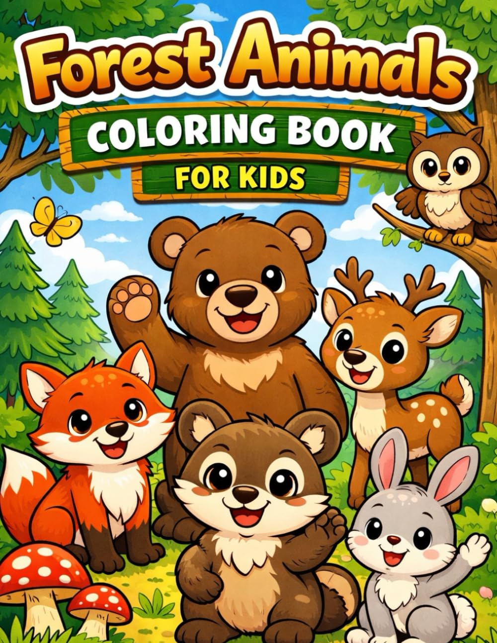 Forest Animals Coloring Book for Kids: 50 Cute and Easy Woodland Animal Coloring Pages to Inspire Creativity and Fun