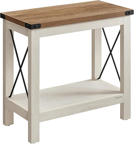 VASAGLE Mesa auxiliar de 2 niveles, mesa auxiliar con estante inferior, mesita de noche para espacios pequeños, para sala de estar, dormitorio,