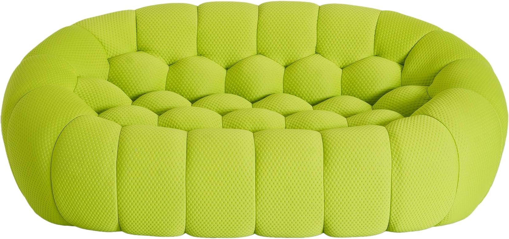 Bubble Couch, Curved Loveseat Sofa, Oversized Memory Foam Lazy Floor Couch, 3D Honeycomb Shape Round Curved Sofas for Living Room, Apartment (Fluorescent Green, 78.74")