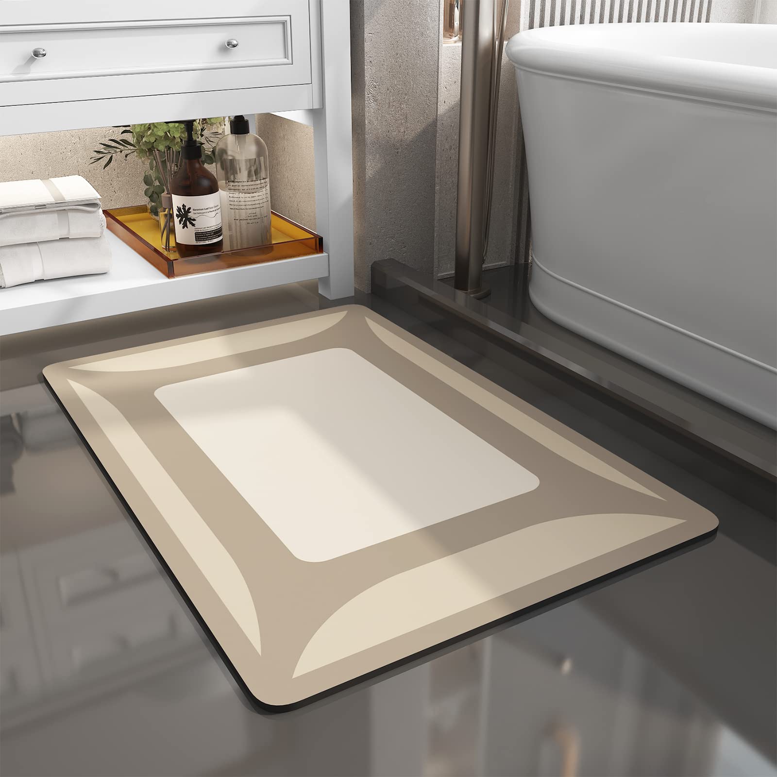 Bath Rug-Quick Dry Absorbent Rubber Backed Thin Bathroom Rugs Fit Under Door-Bath Mats for Bathroom Floor Mat in Front of Sink-Shower Rug 17"X27.5"OEKO-TEX STANDARD 100