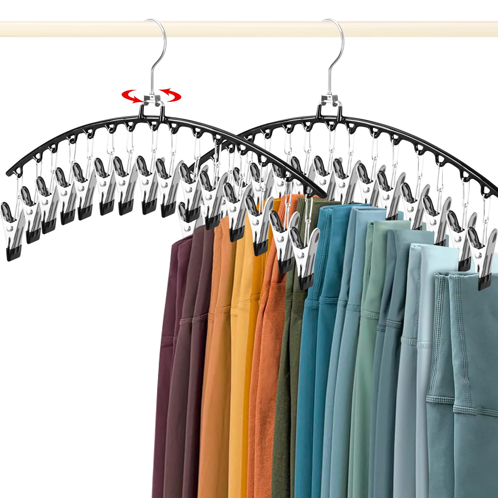 20 Organizer Appendini Per Leggings E Pantaloni Con Clip In Metallo Gommate - Salvaspazio Per Armadio