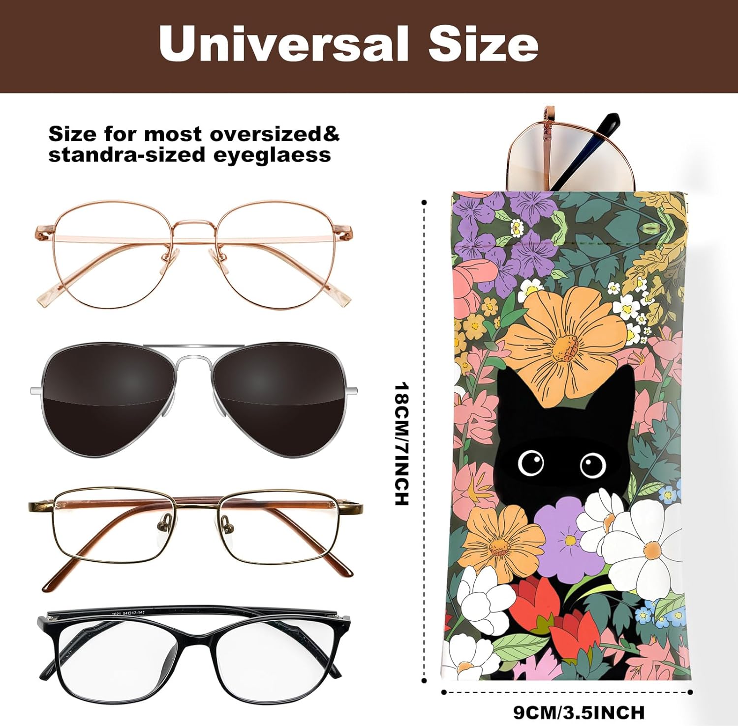 2Pcs Sunglass Eyeglass Glasses Case Soft PU Leather with Cleaning Cloth Cute Glasses Pouch Bag for Men Women Girs - Image 2