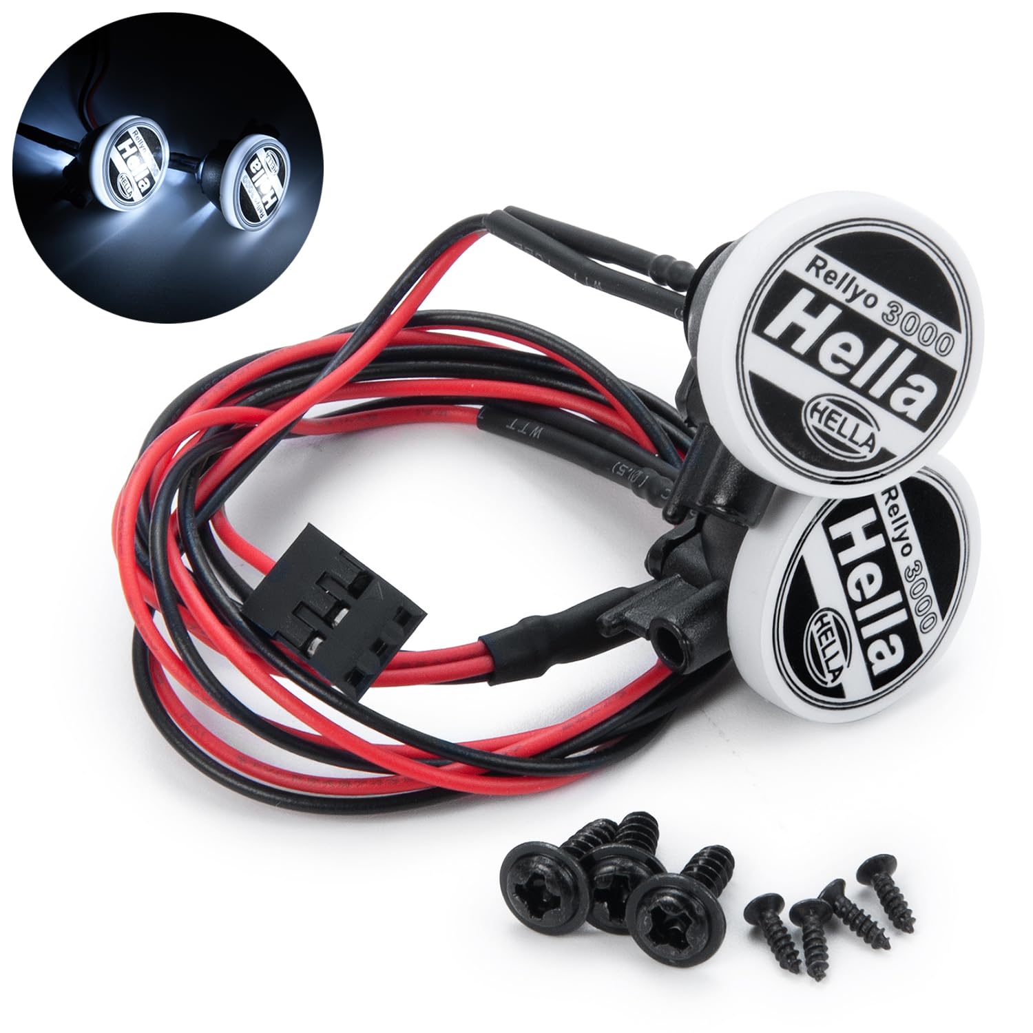 Zolikar RC Round Light Headlight Spotlight LED Light Bar 2PCS for 1/10 RC Crawler Car TRX4 TRX6 SCX10 90046 Upgrades