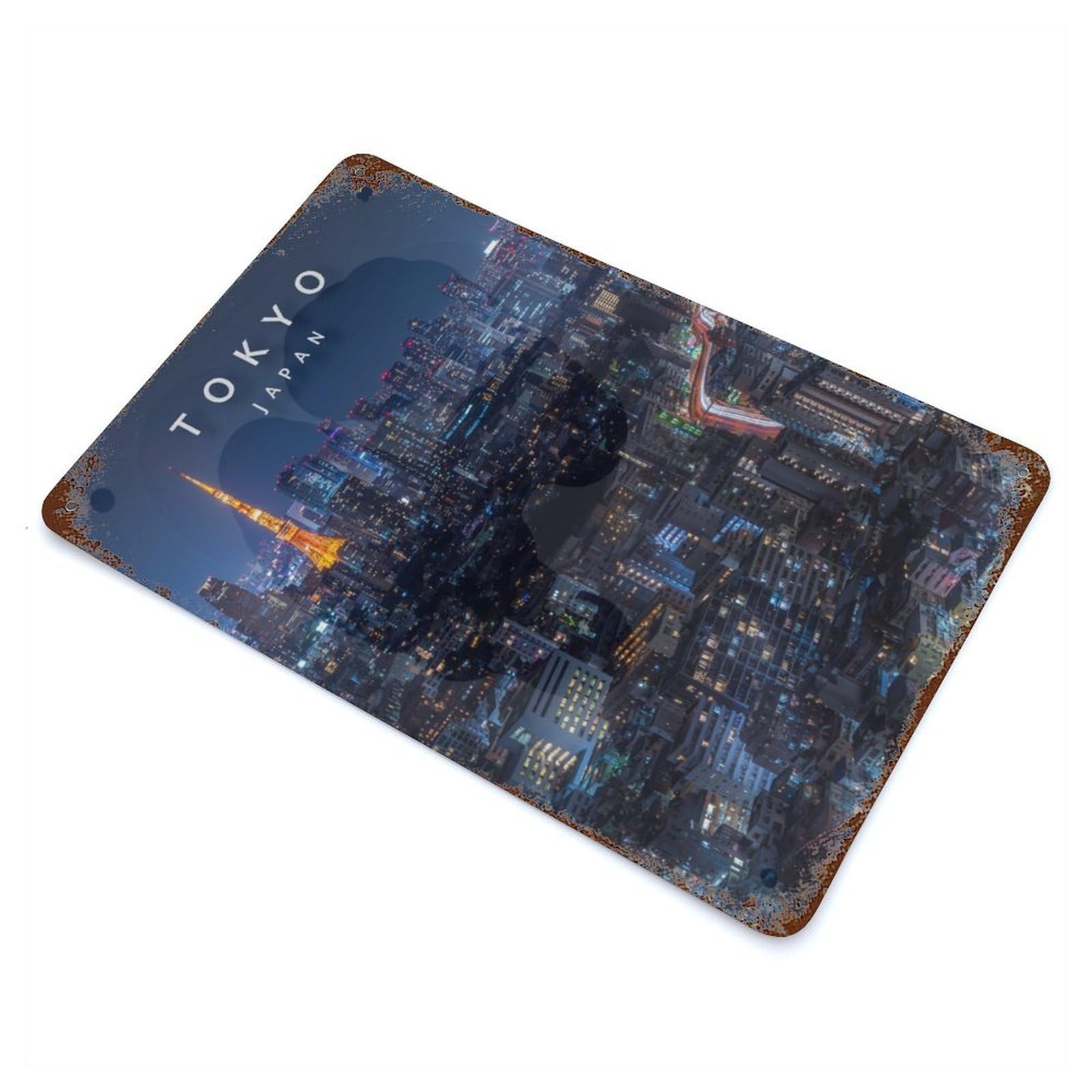 Tokyo by Night Decorative Tin Sign 11.8"x7.9", Farmhouse Wall Decor for Garage, Bar And Workshop Decor