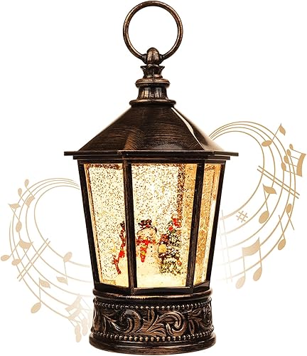 Miniatura 1 de Linterna de Navidad con forma de globo de nieve con música y temporizador, decoración de mesa de Navidad para el hogar, linterna brillante de agua,