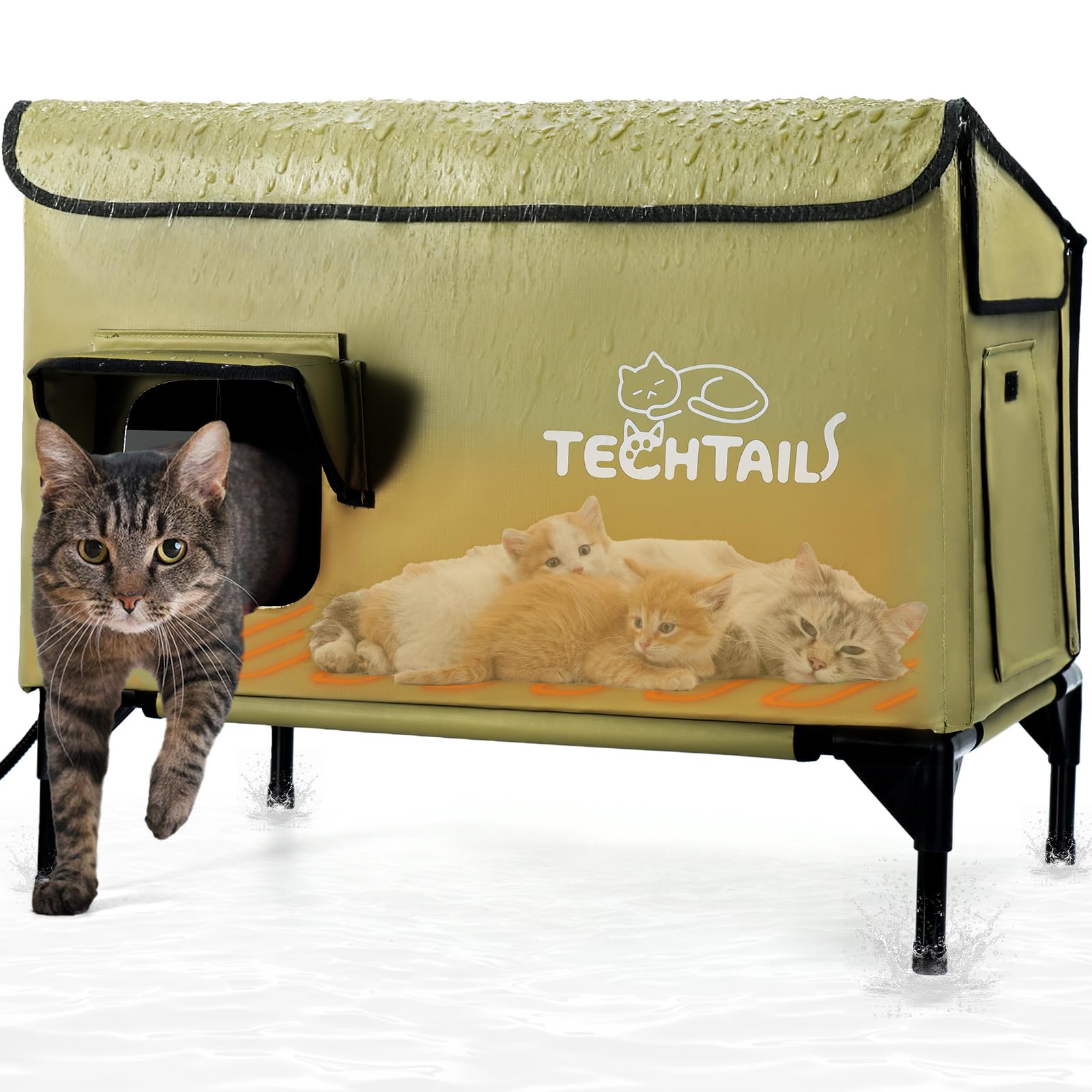 Maison chauffante chat extérieur abri isotherme lit surélevé étanche