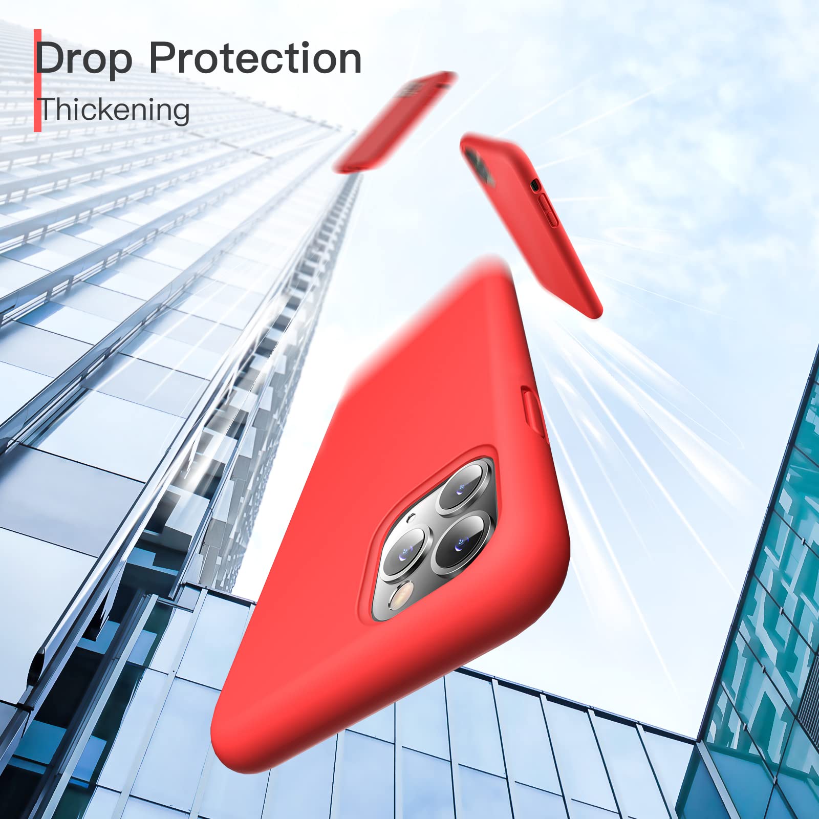 GOODVISH Cover per iPhone 11 Pro Max 6.5 '', Silicone Morbida Case con Fodera in Microfibra, Protettiva Antiurto Antiscivolo Progettata per iPhone 11 Pro Max Custodia, Rosso