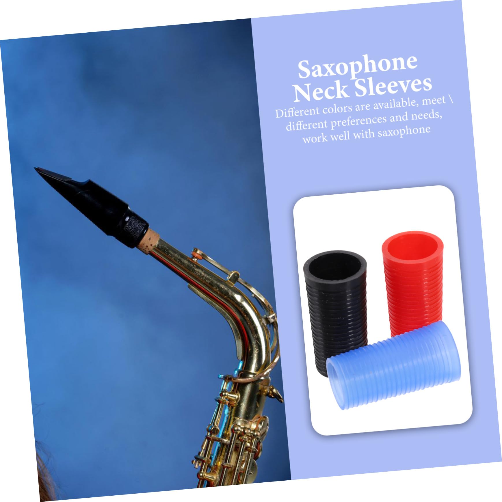 ibasenice Anelli in Silicone per Collo del Sassofono, 3 Pezzi, Facili da Rimuovere, Migliorano la Qualità del Suono per Sax Tenore e Accessori Fiati