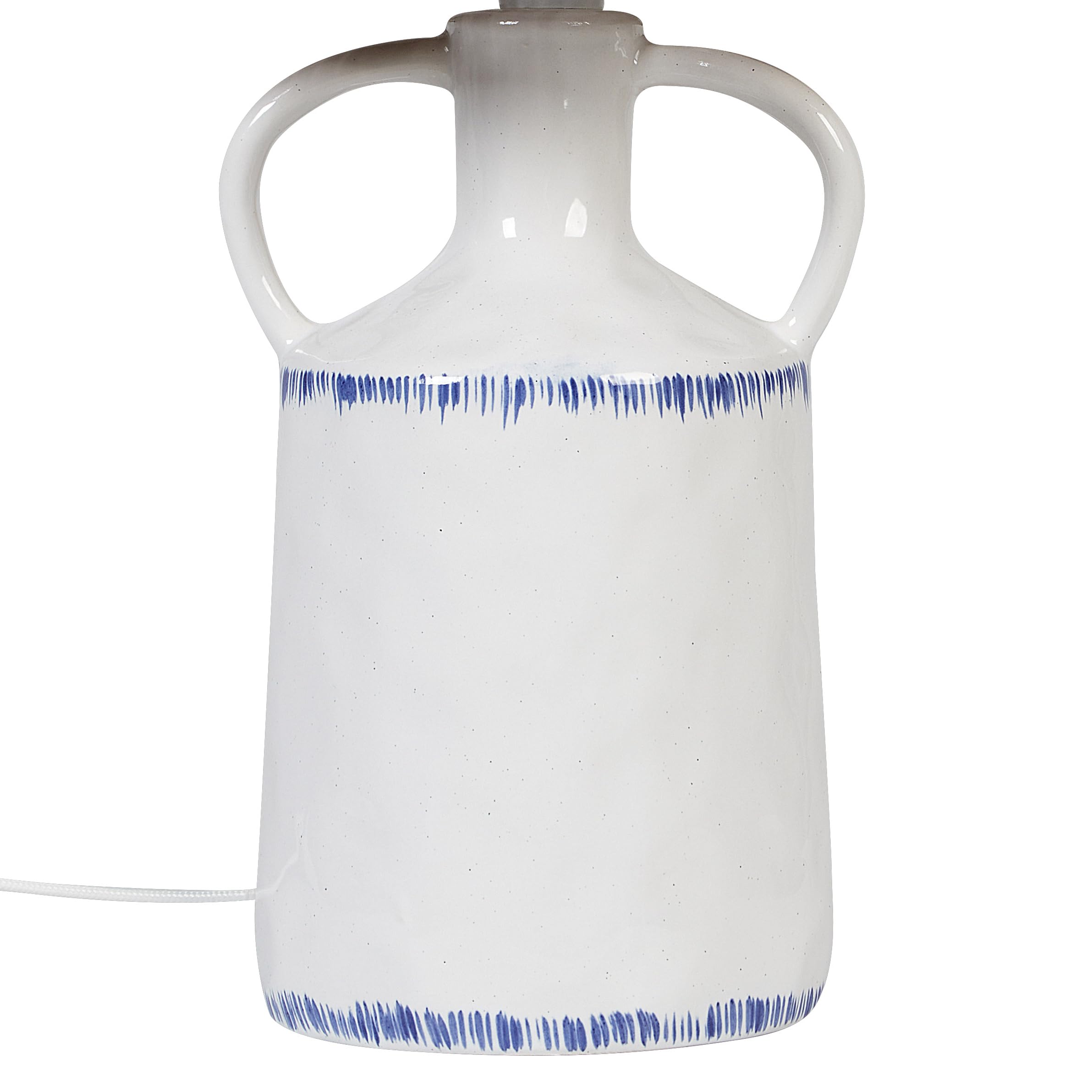 Beliani Lampe de Table en Céramique Blanche et Corde en Papier avec Poignées 51 cm de Chevet Larissos