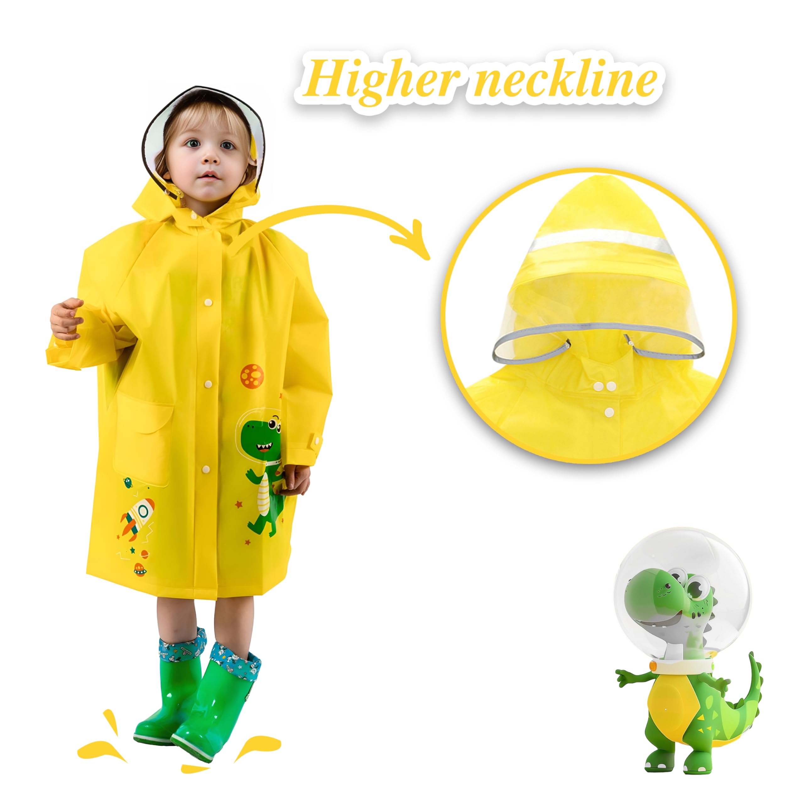 Chubasquero Ligero Niños Niñas, Impermeable EVA Poncho de Lluvia Reutilizable con Funda para Mochila de Dibujos Animados, Deportivo, Unisex, 1-12 Años, S M L XL