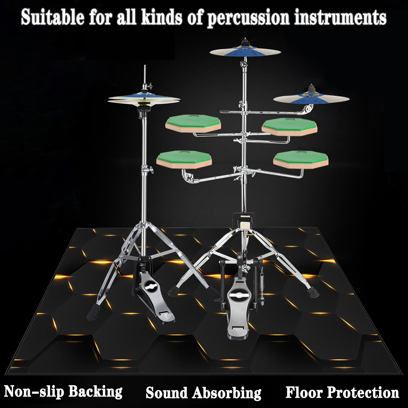 Trommel Teppiche rutschfeste | Schlagzeugteppich | Schlagzeug Teppich für Bass Drum Snare | Quadratische 200 x 170 cm Schallschutzdecke | Akustik Elektrisches Schlagzeug Teppich für Studio | Wohnung