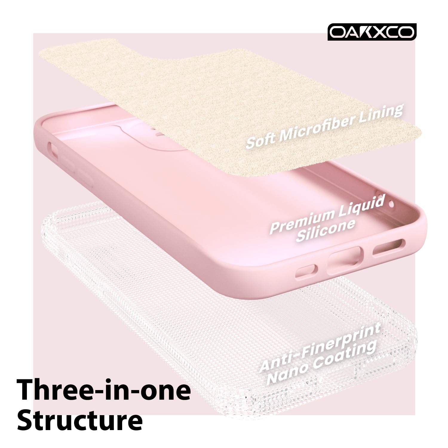 oakxco for iPhone 16 Pro Max Case Liquid Silicone, Soft Rubber Gel Elegant Aesthetic Basic Simple Cover, Cute Thin Slim TPU Matte Solid Color Plain Smooth Case for Women Girl, Light Pink — view 456