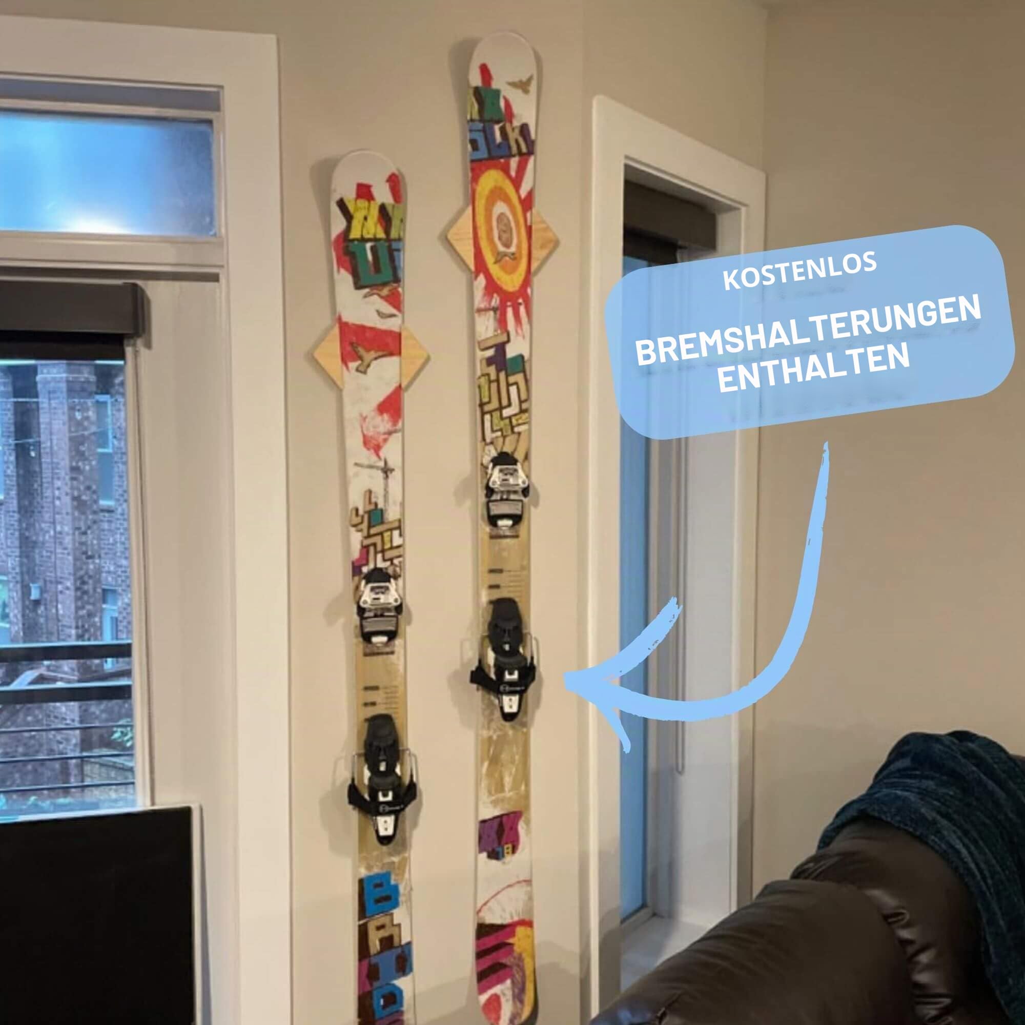 Hang 11 Ski-Wandhalterung – Ski-Kleiderbügel für Wand, Display-Halterung, minimalistische Hartholz-Kleiderbügel, dekorative Halterungen zum Aufhängen, vertikales Aufbewahrungsregal für Garage, zeigen
