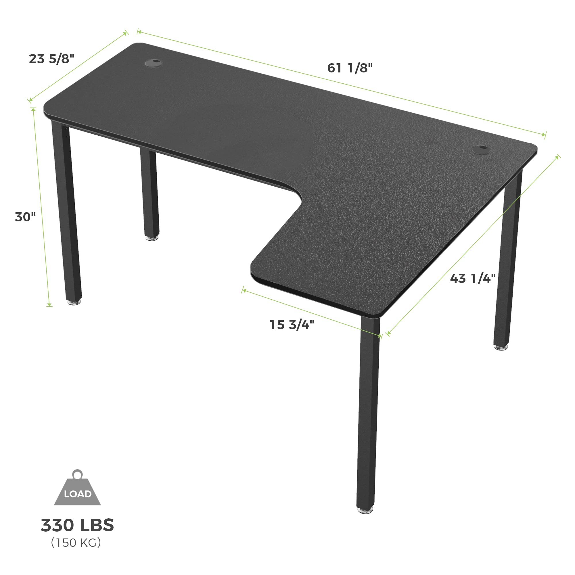 EUREKA ERGONOMIC L Shaped Gaming Computer Desk 60 inch with Free Mousepad, MultiFunctional