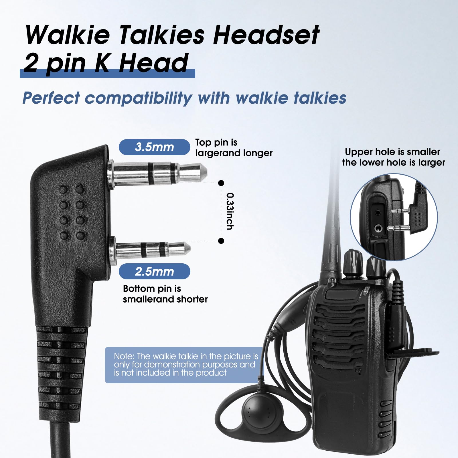 Zestaw do monitoringu słuchawek kompatybilny z Baofeng Kenwood Retevis Pxton BTECH Walkie Talkie z mikrofonem PTT, akcesoria do zestawu słuchawkowego, czarno-pomarańczowe, w kształcie litery D